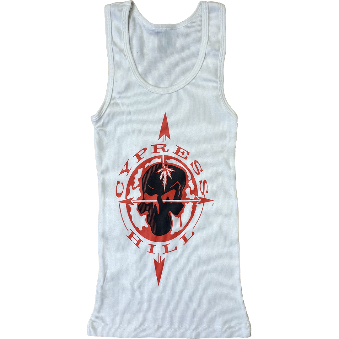 Cypress Hill "Skull N Compass" Women's Rib Tank In White