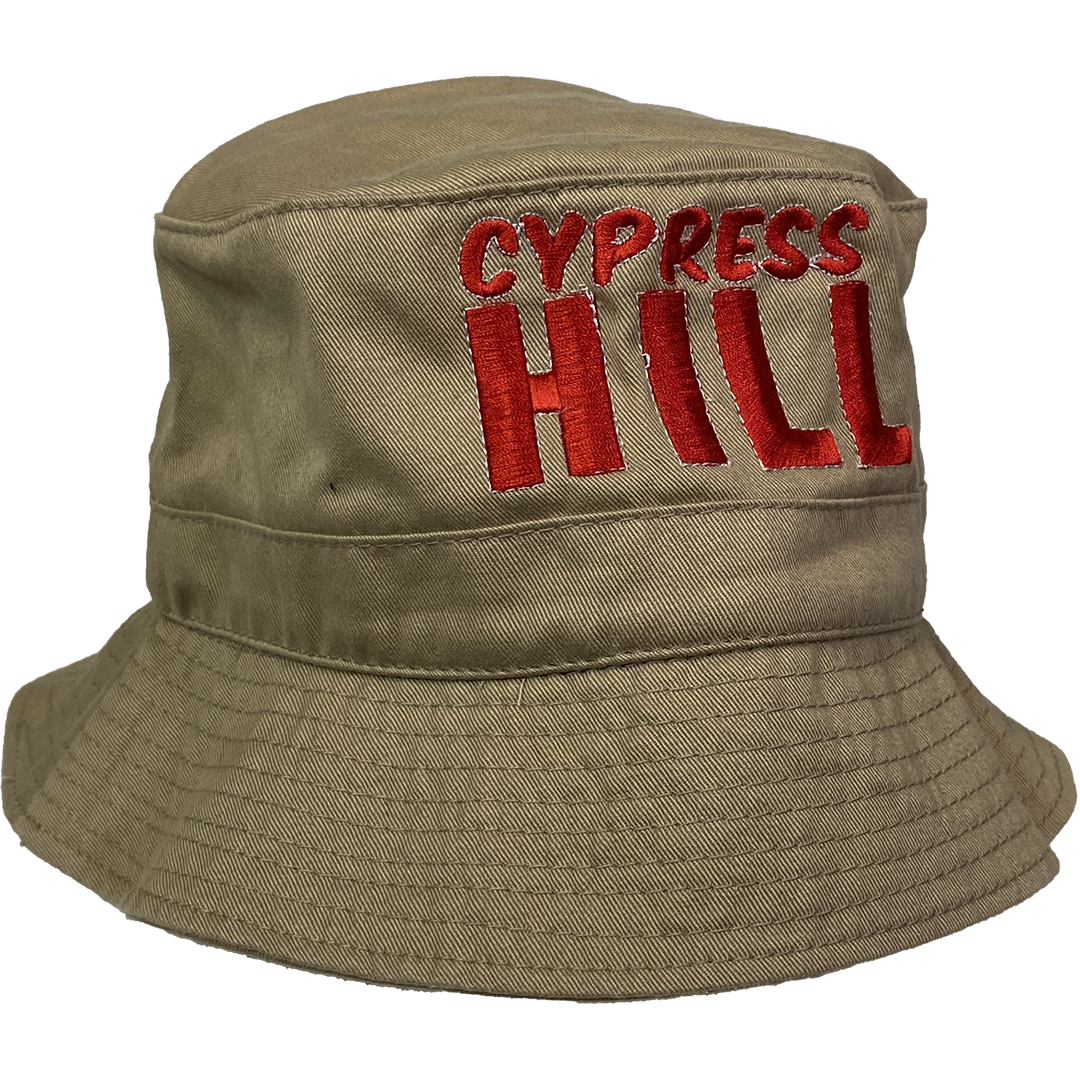 "Classic Stack Red" Bucket Hat in Tan