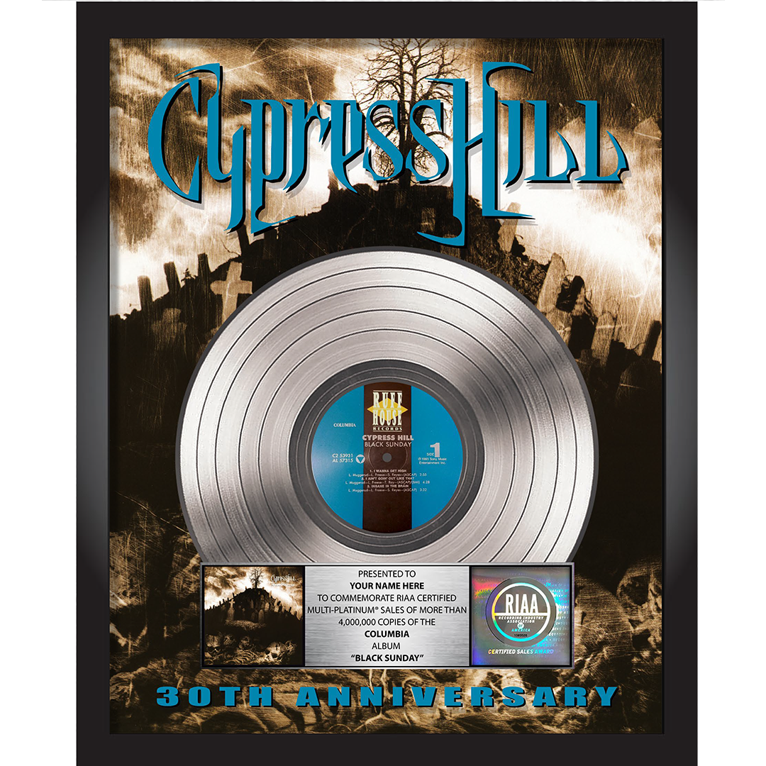 Cypress Hill Black Sunday 30th Anniversary Multi-Platinum Award Plaque