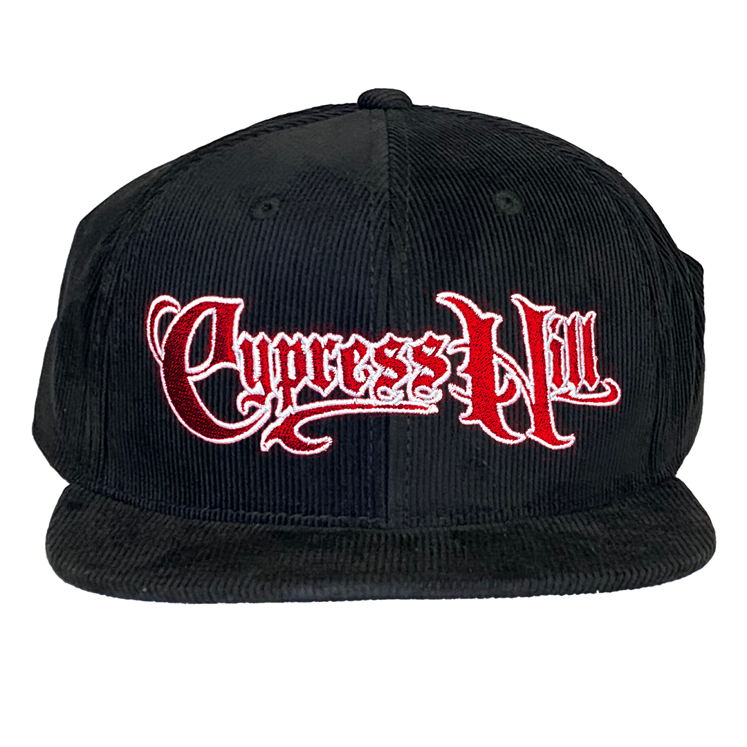 Cypress Hill "Script Logo" Snapback Hat in Black Corduroy