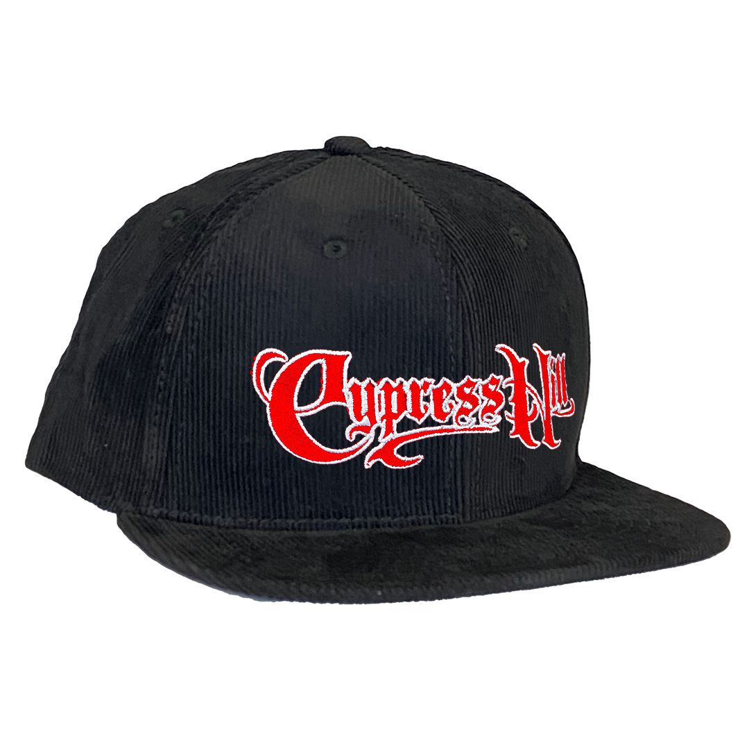 Cypress Hill "Script Logo" Snapback Hat in Black Corduroy