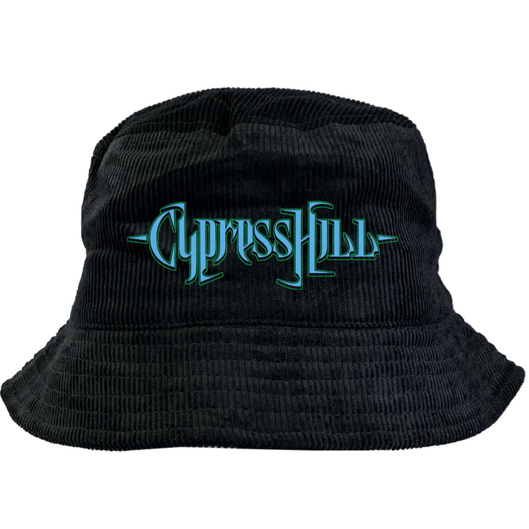 "Blunted Text" Bucket Hat in Black Corduroy
