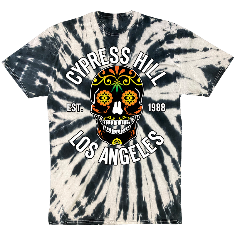 Cypress Hill "Day of the Dead V2" T-shirt in Black and White Tie Dye