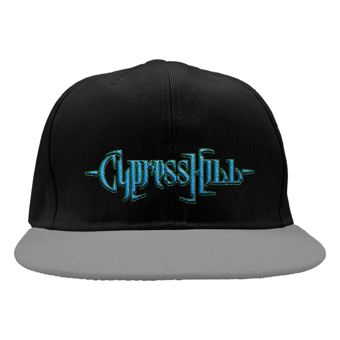 "Blunted Text" Snapback Hat in Black with Grey Bill