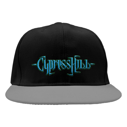 "Blunted Text" Snapback Hat in Black with Grey Bill