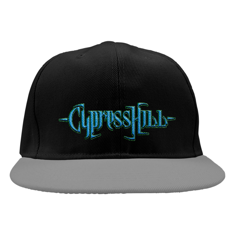 "Blunted Text" Snapback Hat in Black with Grey Bill