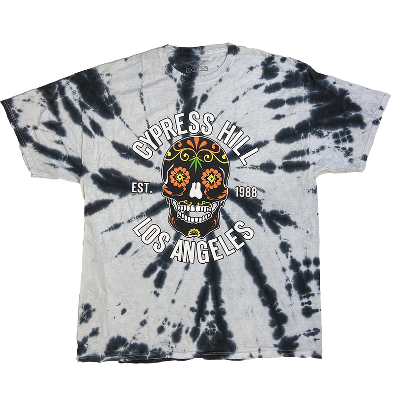 Cypress Hill "Day of the Dead" T-Shirt in Black And White Tie Dye
