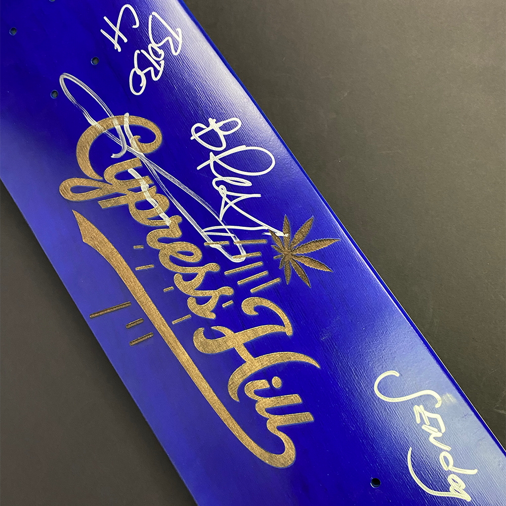 Cypress Hill AUTOGRAPHED "L.A. Blue" Laser Engrave Limited Edition Skate Deck in Blue