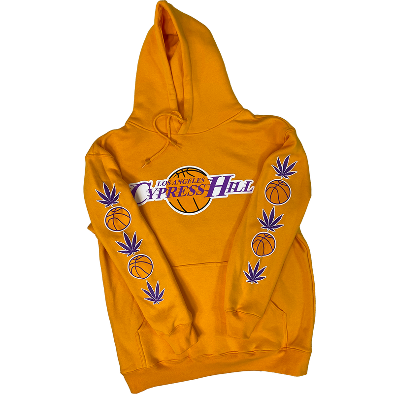 Cypress Hill "Laker 420" Pullover Hoodie in Gold