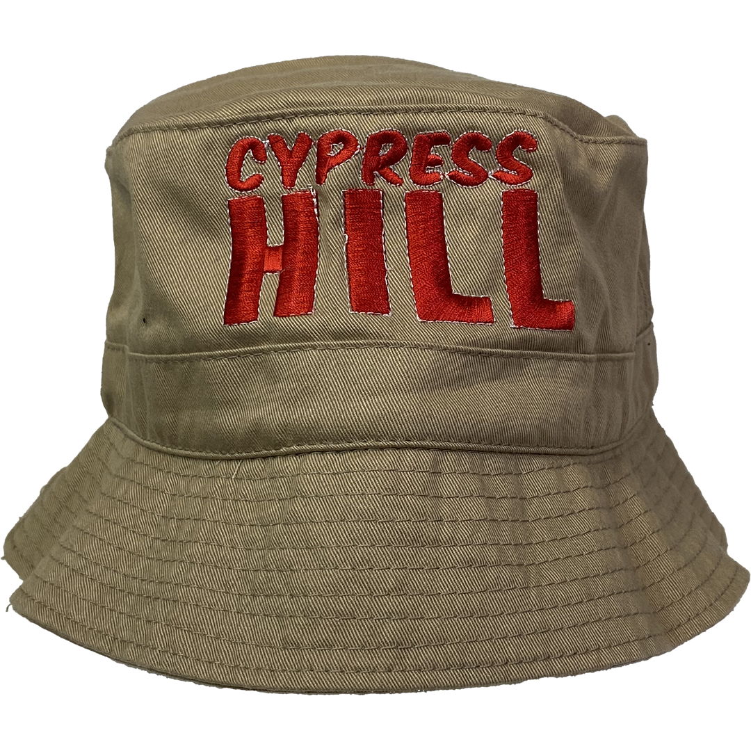 "Classic Stack Red" Bucket Hat in Tan