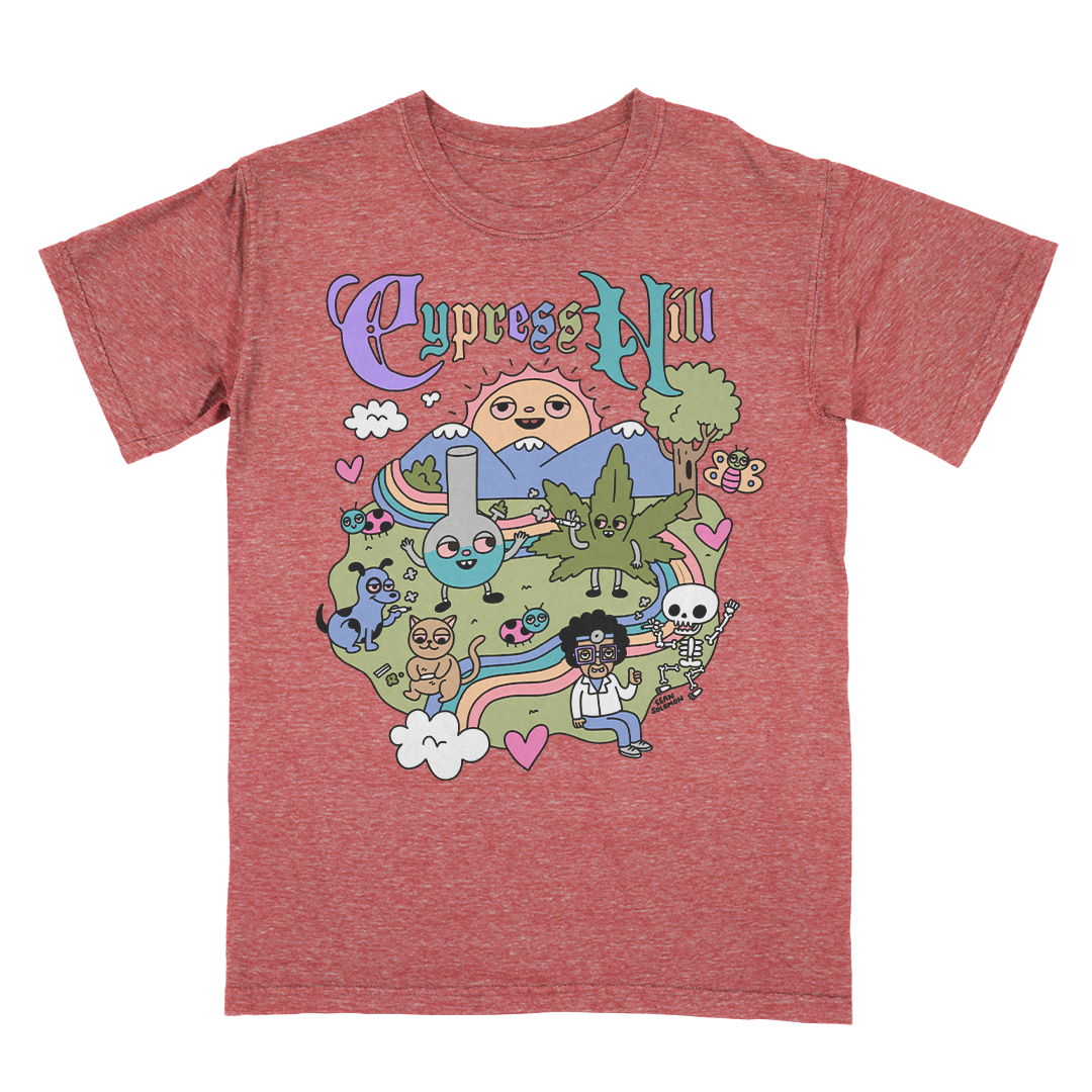 cypress hill Cypress Hill "Happy Time by Sean Solomon" T-Shirt in Burnout Red