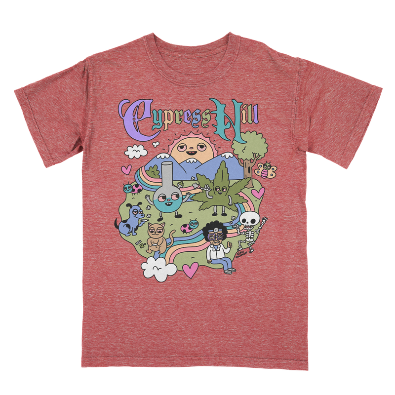 Cypress Hill "Happy Time by Sean Solomon" T-Shirt in Heather Red