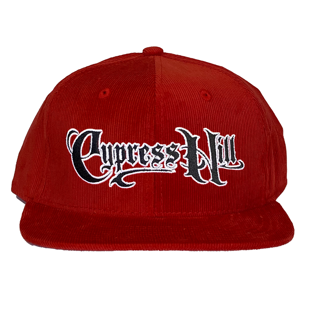 Cypress Hill "Script Logo" Snap Back Hat in Red Corduroy